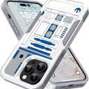 Candykisscase Phone Case for iPhone 15 Pro Max, R2D2 Astromech Droid Robot Pattern Shock-Absorption Hard PC and Inner Silicone Hybrid Dual Layer Armor Defender Case for iPhone 15 Pro Max