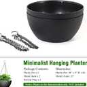 WSMKSZ 10 inch Hanging Planters for Outdoor Indoor Plants with Drainage Holes and Chain, 2 Pack Round Hanging Flower Pots for Garden Home Porch Decor, Black