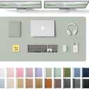 YSAGi Leather Desk Protector, Office Mat, Large Mouse Mat, Non-Slip PU Leather Blotter, Laptop Desk Pad, Waterproof Writing Pad for Office and Home (Grayish Green, 47.2" x 23.6")