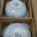 VEWEET Porcelain Dinnerware Sets for 4, 12 Pieces Plates and Bowls Set with Black and Grey Ribbon Lines, Dishes Set Dining Ware for Dinner, Microwave and Dishwasher Safe, Series FIONA