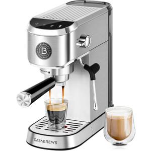 CASABREWS CM5418J Espresso Machine 20 Bar, Professional Espresso Maker with Milk Frother Steam Wand, Stainless Steel Cappuccino Latte Machine with 34oz Removable Water Tank and Touchscreen, Silver