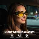 HASFOX Women's Night Vision Driving Glasses Butterfly Night Time Yellow Glasses Anti Glare Polarized UV Protection H2301