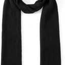 Lallier Cashmere Wool Scarf, Ultra Soft Classic Ribbed Solid Color Winter Scarf for Men and Women with Gift Box (Black)
