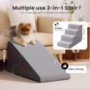 Gardner Pet Dog Stairs for Small Dogs 18.5" H, Small 2 in 1 Transformable 4-Step Pet Stairs and Dog ramp, Steps for Couch with Durable Non-Slip Waterproof Fabric Cover and Soft Foam, Grey