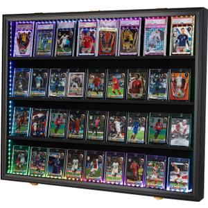 VERANI LED Baseball Card Display Case - 36 Graded Sports Card Display Frame - Holds Sport Cards with UV Protection Clear View Lockable Wall Cabinet for Football Basketball Trading Card Horizontal VERANI LED Baseball Card Display Case - 36 Graded Sports Card Display Frame - Holds Sport Cards with UV Protection Clear View Lockable Wall Cabinet for Football Basketball Trading Card Horizontal