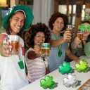 Threehoney 4 Pcs St Patricks Day Disco Mirrored Shamrock Decoration Green Table Centerpieces Irish Clover Signs Ornament Tiered Tray Decor for Holiday Party Office Shelf Home Decoration