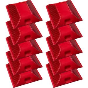 Road Reflectors Pack of 10 | 4 by 4 inch Street Pavement & Asphalt Stud Markers | Great Reflecting for Speed Bumps, Sidewalks, Pedestrian Crossings, Freeways & Driveways | Industrial Grade (Red)