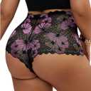 WDIRARA Women's Plus Size Sheer Lace Boyshorts Underwear Sexy High Waisted Boxer Briefs Panties (4X-Large Plus, Black and Pink)