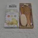 Baby Hair Brush and Comb Set for Newborn - Wooden Baby Hair Brush Set with Soft Goat Bristle, Baby Brush Set for Newborns Baby Brush and Comb Set Girl, Boy, Toddler Cradle Cap Brush (Oval, Walnut)