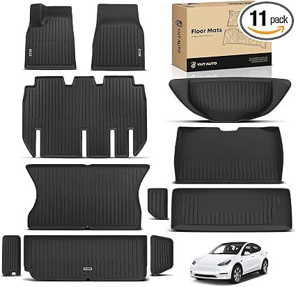 YHTAUTO Floor Mats & Cargo Liners for Tesla Model X 2022-2025 (5-Seat)
TPE All Weather Car Mats, Anti-Slip & Custom Fit Floor Liners| 1st & 2nd & 3rd Row & Front Trunk Mat, Black, Set of 11