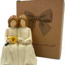 Sister Birthday Gifts - Forever Bond Sunflower & Apple Decor for Best Sisters, Rustic Home Decor for Bedroom/Living Room, Birthday/Mother’s Day/National Sister Day Gift (Off White, 4.1 inch)