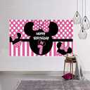 Minnie 1st Birthday Backdrop, Minnie 1st Birthday Banner Party Supplies, Minnie One Bday Decorations, First Bday Photography Background (6.6 x 3.3 ft)