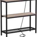 Snughome Console Table with Power Outlets, Entryway Table with Storage, Narrow Sofa Table with 3 Tier Shelves, 2 USB Ports, 2 Power Outlets, Hallway Table for Couch, Living Room, Entrance, Grey