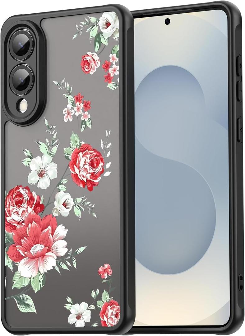 for Galaxy S25 Edge 2025 Case, PC Back&TPU Bumper Soft Cover Shockproof Protective for Women Girls Slim Fit Flower Cover for Samsung Galaxy S25 Edge 2025 (B-Flower, 6.7")