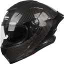 Compact Motorcycle Helmets, Full Face Motorcycle Street Bike Helmet, DOT Approved Model-LW600 Carbon Fiber Pattern, Size-XL