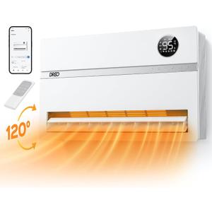 Dreo Smart Wall Heater, Electric Space Heater for Bedroom 1500W, 120 Vertical Oscillation, Adjustable Thermostat, Remote Control, 24H Timer, Easy-Mount Heater for Indoor Use, Works with Alexa, WH719S (White)