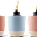 TIKI Sunset Sands Outdoor Table Torch, Decorative Outdoor TIKI Torches for Patio and Backyard, Orange, Blue, and Pink, 6 in, Pack of 3, 1124122