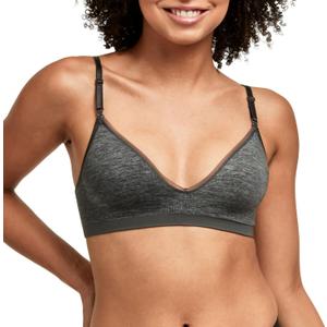 Hanes Women's Wireless T-shirt Bra, Moisture-wicking Convertible Smoothing Bra, Full-coverage (Medium, Gravel Grey Heather)