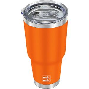 WETOWETO 30oz Tumbler, Stainless Steel Vacuum Insulated Water Coffee Tumbler Cup, Double Wall Powder Coated Spill-Proof Travel Mug Thermal Cup for Home Outdoor (Orange, 1 Pack)