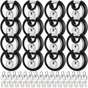 Chumia 13 Pack Padlocks Keyed Alike, Stainless Steel 2-3/4" Wide, 3/8" Shackle Disc Locks for Outdoor, Storage Units, Garages, Gym Lockers(Black)