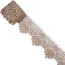 5 Yards Venice Lace Trim Vintage Embroidery Lace Ribbon Edging Trimmings for Sewing Cake Fringe Wedding Bridal Dress Home Decor Sewing Crafts (Coffee, Style 3)