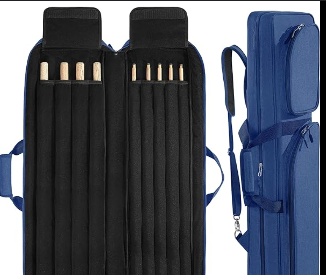 HOMBYS 4x5 FAUX Leather Pool Cue Case Holds 4 Butts & 5 Shafts, Billiard Stick Carrying Case Pool Stick Bag, Large Capacity Accessories Pockets