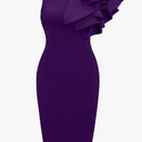 Memoriesea Women's Ruffle Sleeveless Bodycon Knee Length Party Pencil Midi Dress XL
