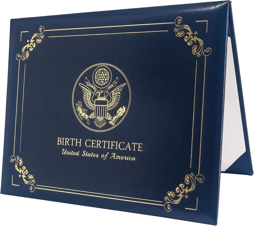 GraduationMall US Birth Certificate Holder 8.5x11 Birth Certificate Cover Protector with Logol "Birth Certificate" Birth Gifts