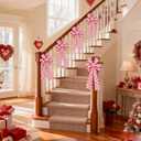 2 Pcs Valentine's Day Bows, 20x11 Inch Red White Heart Bows for Wedding Anniversary Home Wall Staircase Chair Back Decor, Valentine's Day Gift Wreath DIY Decoration