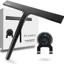 Shower Squeegee for Glass Doors 10" - All Purpose Squeegee for Window Bathroom Glass Mirror Bathroom Tile with Suction Cup Hooks - Black