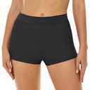 Bellecarrie Women's Swim Shorts High Waisted Bathing Suit Bottoms Tummy Control Swim Boyshorts Full Coverage Boardshort, Black, M