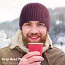 Vgogfly Lined Men Beanie Slouchy Knit Skull Cap Warm Stocking Hats Guys Women Striped Winter Beanie Hat (Gray)