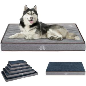 VANKEAN Dog Bed Soft Crate Pad Mat Reversible Warm& Cool, Washable Comfy Kennel Pad with Orthopedic Egg-Crate Foam for Small Medium Large Dogs, Water-Resistant Pet Bed, Grey-XX-Large