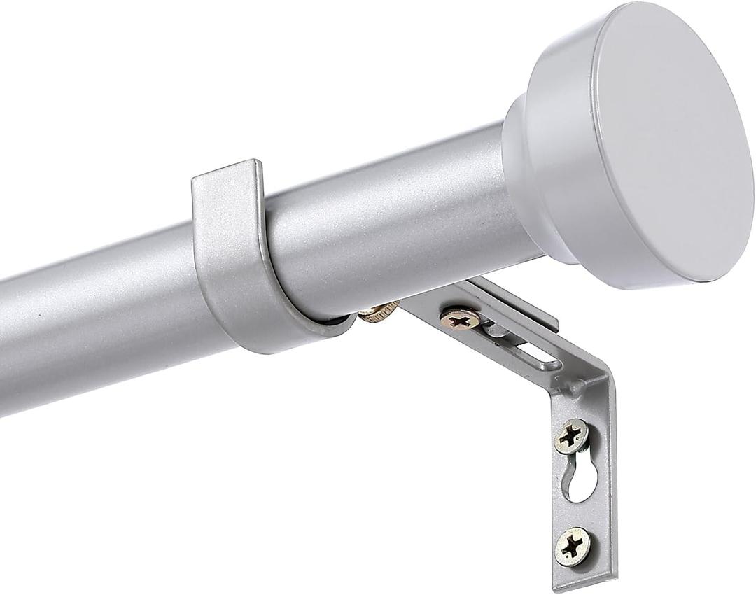 Curtain Rods for Windows 32 to 240 Inches Adjustable Length 1 Inch Diameter Window Curtain Rod with Aluminium End Cap, Brushed Nickel