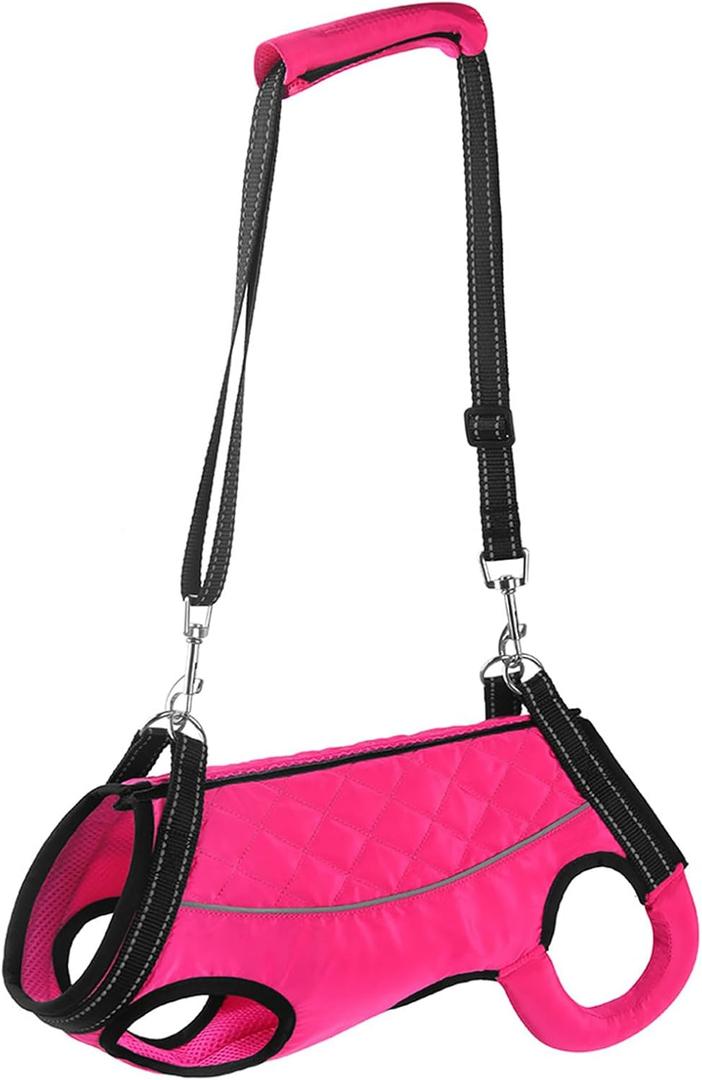Dog Lift Harness for Small Dogs Full Body Support Sling for Back Legs, Pet Rehabilitation Lifts Vest Adjustable Straps for Small Dogs Hind Leg, Dog Carrier for Senior Dogs Joint Injuries,Walk Pink M (Chest 17 IN/ Back11 IN/ Neck 16 IN-M)