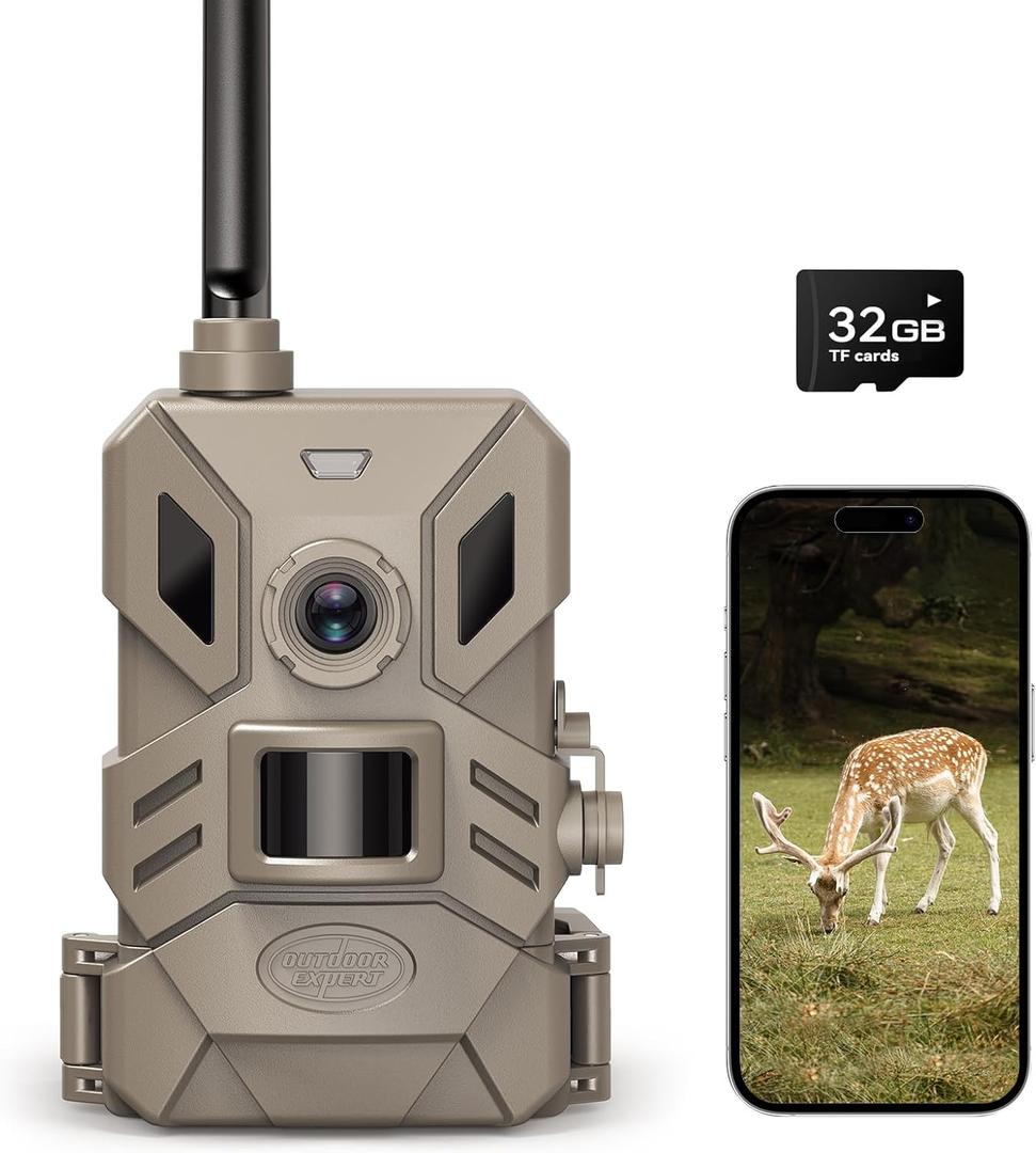 OUTDOOR EXPERT 4G Cellular Trail Camera with No Glow 940nmNight Vision,36MP Hunting Camera HD Video IP66 Waterproof Game Cam,90FT Flash Range Wildlife Monitor-New