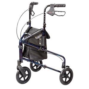 Carex 3 Wheel Walker for Seniors, Foldable, Rollator Walker with Three Wheels, Three Wheel Rolling Walker Height Adjustable for Seniors, Blue, Trio, Folding