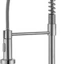 Wall Mount Kitchen Faucet with Pull Down Sprayer Single Handle High Arc Spring Kitchen Sink Faucet Brushed Nickel Stainless Steel Cold Water Only Kitchen Faucets