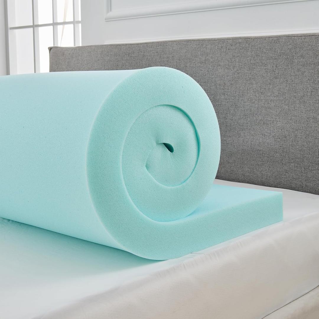 Simple&Opulence 3 Inch Memory Foam Mattress Topper, Cooling Gel Infused Mattress Pad for Back Pain ReliefVentilated and Breathable, CertiPUR-US Certified - Queen Size