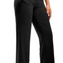 G Gradual Women's Yoga Pants Wide Leg with Pockets High Waist Stretch Loose Casual Lounge Sweatpants Petite/Regular/Tall (Black, Inseam 30, L)