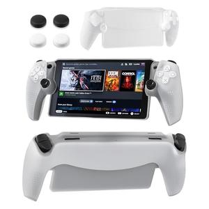 RHOTALL Silicone Protective Case Compatible for PlayStation Portal,Soft Protection Skin Cover for PS Portal Remote Player,shock absorption Anti fingerprint Shell for PS5 Portal,4 Thumb Grips-white