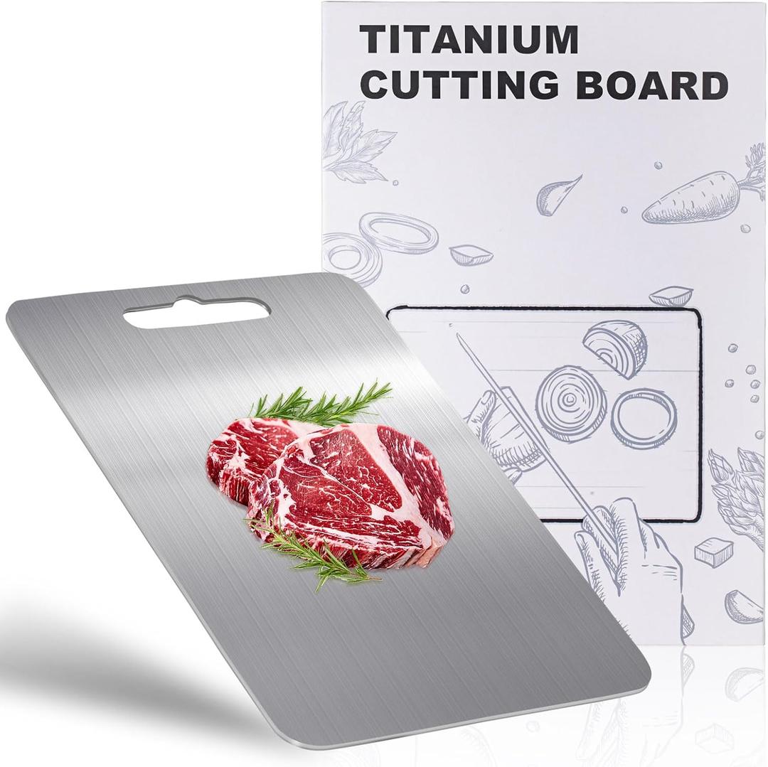 100% Titanium Cutting Board for Kitchen - Dishwasher Safe Chopping Boards with Handle, Reversible Charcuterie Board for Home Counter Outdoor Camping Housewarming Gifts for Women (16 x 11.1)