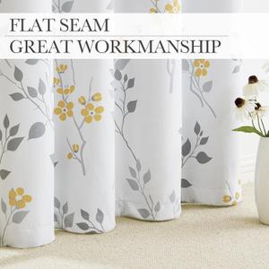 Leaf Print Curtains 54" Yellow
