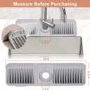 18 inch Silicone Faucet Mat for Kitchen Sink - 6 Slope & Fasten Button Design, Quick-Dry Splash Guard Water Catcher Behind Faucet, RV/Bathroom Safe (Gray) (17.7" x 5.5")