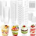 450-Pack Dessert Cups with Spoons & Lids, Mini Plastic Dessert Cups for Party Yogurt Parfait Jello Appetizer Cocktail Small Clear Reusable Fruit Ice Cream Cake Pudding Cups