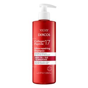 VICHY Dercos Collagen Peptide 17 Ultra-Repairing Shampoo, Anti Hair Fall & Bond Repair for Weak Hair, Strengthens, Reduces Breakage, Boosts Volume (13.52 Fl Oz (Pack of 1))