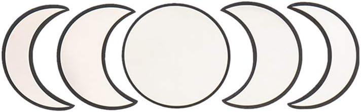 5 Pcs Moon Phase Mirror Set, Acrylic Wall Decorative Mirror Wooden Frame Moon Phase Mirror Home Decor Wall Hanging Mirror for Home Living Room Bedroom Decor (Black)