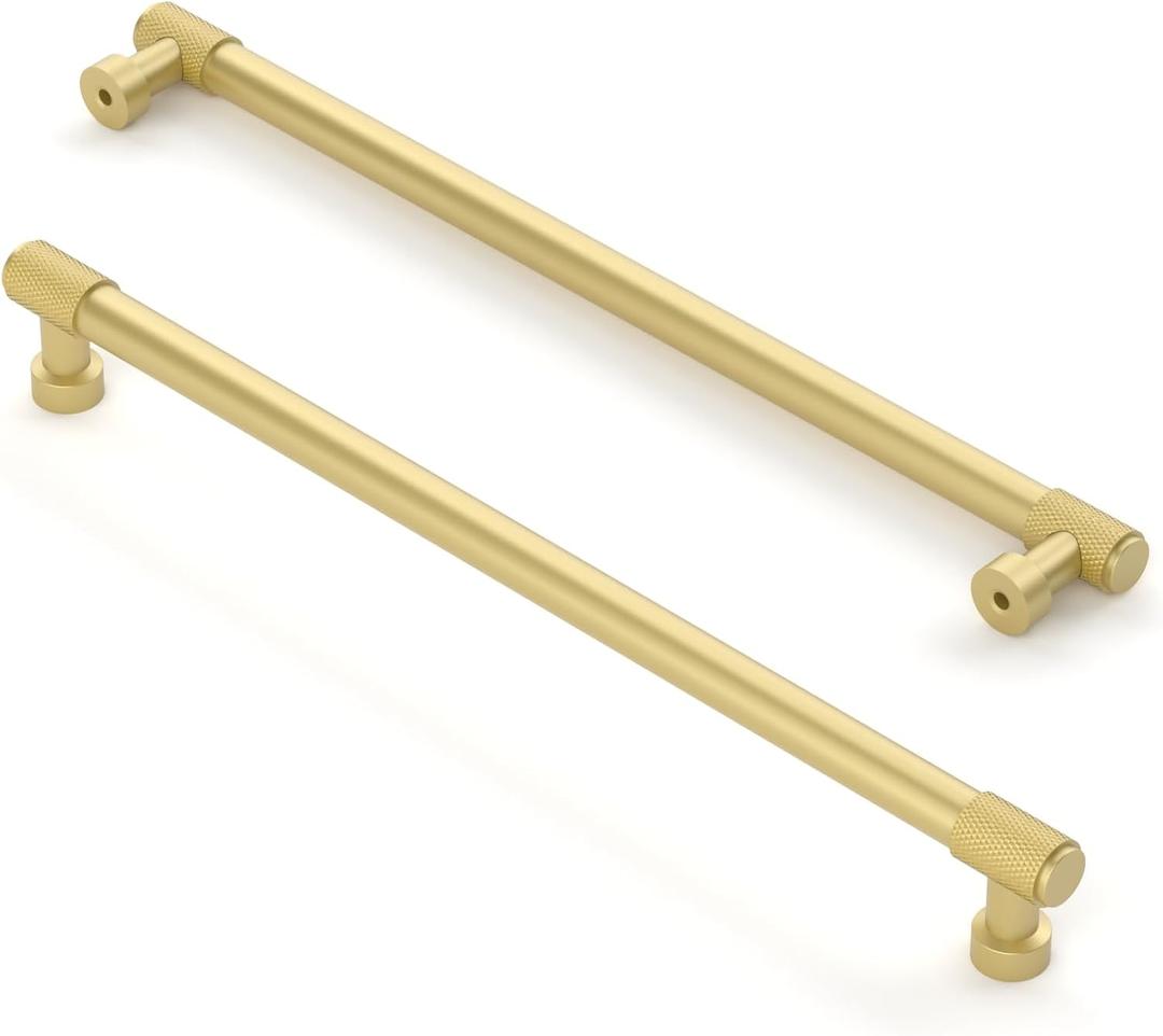 Asidrama 10 Pack 10 Inch(254mm) Brushed Gold Cabinet Pulls Cabinet Handles Cupboard Handles Kitchen Cabinet Hardware for Cupboard Drawer Pulls (10" Hole Center)