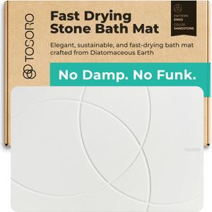 TOSORO - Stone Bath Mat Diatomaceous Earth Shower Mat Non-Slip Super Absorbent Diatomite Stone Bath Mats for Bathroom Floor Quick Drying Natural Easy to Clean (23.5 x 15) - Sandstone, Pack of 1