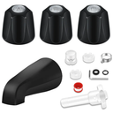 Tub Shower Trim Kit, Shower Knob and Bath Tub Spout, Compatible with Price/Pfister Verve Tub Faucet Handle, for Use with 1/2 in, 3/4 in IPS Connection, With Four in One Tub Spout Adapter (Matte Black)